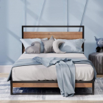 Zinus Suzanne 18 cm metallist ja puidust voodiraam, t&auml;ispuidust ja terasest konstruktsioon, puidust lamellitugi, t&auml;iskasvanutele, lastele, teismelistele, lihtne kokkupanek, 90 x 200 cm, kastanpruun