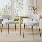 Ckaff s&ouml;&ouml;gitoa toolid, 2 tooli, k&ouml;&ouml;gitoolid, s&ouml;&ouml;gitoa toolid seljatoega ja metalljalgadega, pehmendusega &uuml;mmargused Boucle toolid Teddy kangast, s&ouml;&ouml;gitoolid s&ouml;&ouml;gituppa, elutuppa, elutuppa