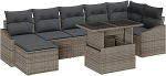 Rantry 8-teiliges Garten-Sofa-Set mit Kissen Grau Poly-Rattan Gartenlounge Model3349045