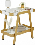 IPARTS EXPERT Farmhouse Industrieller Beistelltisch, 2-st&ouml;ckiger Nachttisch mit A-Rahmen, f&uuml;r Wohnzimmer und Schlafzimmer, robuster Beistelltisch aus robustem Holz, einfache Montage, 55,9 x 55,9 x 33