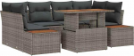 Rantry 6-teiliges Garten Sofa Set mit Kissen Grau Poly Rattan Gartenlounge Model3358773