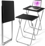 Geetery Pack of 2 kokkupandavat TV-lauad, ei vaja kokkupanekut, must, 48 x 38,1 x 66 cm, s&ouml;&ouml;gilaud, kokkupandav, suupistelaud, kokkupandav laud, k&uuml;ljelaud voodisse, elutuppa, magamistuppa.