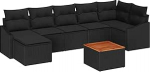 Rantry 8-teiliges Garten-Sofa-Set mit Kissen Schwarz Poly-Rattan Akazie Gartenlounge Model3347863