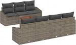 8-teiliges Garten Sofa Set mit Kissen Grau Poly-Rattan Akazie Gartenlounge Model3347790
