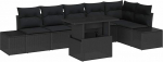 7-teiliges Garten-Sofa-Set mit Kissen Schwarz Poly-Rattan Gartenlounge Model3349199