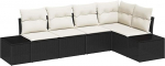 5-teiliges Garten-Sofa-Set mit Kissen Schwarz Poly Rattan Gartenlounge Model3355726