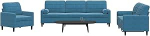 Gecheer 3-TLG. Sofagarnitur mit Kissen und Nackenrollen Blau Samt, Moderne Couch Polstersofa f&uuml;r Wohnzimmer Schlafzimmer Spielzimmer3278460