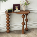 YITAYMLI Retro massiivpuidust konsool, elegantne koridor ja diivanilaud avatud riiuliga, ebaregulaarne lauaplaat ja silindrilised lauajalad, spigoti ja augu konstruktsioon (p&auml;hkelpuu, 80 cm / 31.5 tolli)
