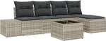 Rantry 6-teiliges Garten-Sofa-Set mit Kissen Hellgrau Poly-Rattan Gartenlounge Model3355701