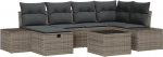 Rantry 7-teiliges Garten-Sofa-Set mit Kissen Grau Poly-Rattan Gartenlounge Model3359388