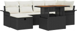 Rantry 7-teiliges Garten-Sofa-Set mit Kissen Schwarz Poly-Rattan Gartenlounge Model3361243