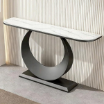WPWSDWMX Moderner Konsolentisch, Langer, Schmaler Beistelltisch mit Marmoroptik und Metallgestell, f&uuml;r Flur, Eingangsbereich und Wohnzimmer(Black,120cm/47in)