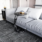 C kohvilaud, ratastega kohvilaud, kaasaskantav diivanipoolne laud, &uuml;mmargune kohvilaud, diivanipoolne laud, stiilne puidust m&ouml;&ouml;bel kodu kaunistamiseks (must)