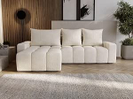 GRAINGOLD Bresso nurgadiivan magamisfunktsiooniga ja voodikastiga 255 x 168 cm, L-kujuline diivan hoiuruumiga, diivanvoodi elutuppa, bukleekangas, 3-kohaline nurgadiivan, kaasaegne disain (kreem)