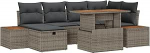 7-teiliges Garten Sofaset mit Kissen Grau Poly Rattan Gartenlounge Model3360079