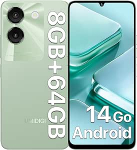 UMIDIGI G9A mobiiltelefon, Android 14 GO nutitelefon ilma lepinguta, 8GB + 64GB/1TB TF, 6,75-tolline HD + okta-tuumaline protsessor, 4G Dual SIM Android mobiiltelefon, 13MP + 8MP/5000mAh/Face ID/GPS - roheline
