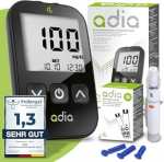 adia Diabeediakomplekt (m&otilde;&otilde;t&uuml;hik: mg/dl) koos 60 veresuhkru testribaga, lantsettidega, 10 lantsetti praktilises kotis veresuhkru kontrollimiseks.