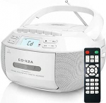 Greadio kaasaskantav CD-m&auml;ngija, Boombox kassetim&auml;ngija Bluetoothiga, FM-raadio kaugjuhtimispuldiga, AUX/USB taasesitus, kassetim&auml;ngija, vahelduvvoolukaabel/akutoitega, LCD-ekraan lastele (valge)