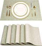 SUEH DESIGN Leather Place Mats Set of 6 Washable Leather Look Place Mats Heat Resistant PU Faux Leather Place Mats for Home Kitchen Dining Table 43 cm x 31 cm