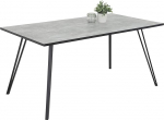 Hela Tische, Oksana Dining Table, Kitchen Table, Melamine-Coated, Concrete Look, V Base Frame, Metal, Black, 160 x 90 cm