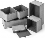 Navaris Storage Boxes Organiser Fabric Boxes &ndash; 6 Pieces in Different Sizes &ndash; for Wardrobe and Drawers &ndash; Foldable