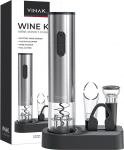 VINAK veinikomplekt akutoitega roostevabast terasest elektriline korgitser + vaakumveinitopper + veinivalmistaja + fooliumil&otilde;ikur kaasaegse disainiga vaevata pudelite avaja