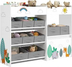 HOCSOK M&auml;nguasjariiul, laste riiul 10 riidest hoiukastiga, raamaturiiul, rattaga m&auml;nguasjakast, m&auml;nguasjade korraldaja lastetoas, valge