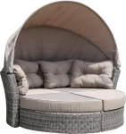 Marbella Island Recliner Aluminium and Semi-Circle Mesh Grey Bicolour Padding Taupe Coloured