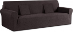 Ruaozz Stretch Sofa Cover Oversized Non-Slip Extra Large Sofa Slipcover Soft Jacquard Furniture Protector with 2 Pillow Cases (4 Seater, Chocolate) 1 Piece