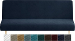 CHELZEN Velvet Futon Cover High Stretch Armless Couch Covers Spandex kangast diivanvoodi Slipcover Libisemata m&ouml;&ouml;bli kaitse elastse alusega masinpesu (merev&auml;e sinine)