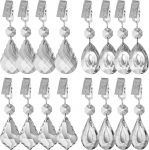 AVLA laudlinade raskuste komplekt, kristallripats metallist klambritega, klaasist tilkumisprisma riputusklamber, raske roostevabast terasest laudlinaklamber kaunistamiseks, piknikuks, pere&otilde;htus&ouml;&ouml;giks, 16 t&uuml;kki