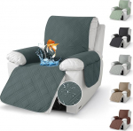 Tooli kaitse k&auml;etugede ja taskutega tugitoolile - Pehme toolivaip 59 x 203 cm, libisemisvastane ja pestav, toolikate, mis kaitseb plekkide ja lemmikloomade eest (tumehall)