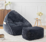 Vamcheer T&auml;iskasvanute Bean Bag koos v&auml;ljaheitega, magamistool, kohev ultra pehme flanellkangas, Bean Bag tool t&auml;idetud k&auml;snaga, XXL, Bean Bag tugitool, hall, stabiilne kondita diivan, elutuba