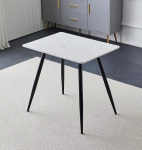 Hallowood Furniture Cullompton Small Dining Table, Rectangle Kitchen Table, White Marble Effect Dining Table, Black Metal Legs, Dining Tables for Home and Cafe (80x60cm)