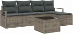 vidaXL Diivan Set mit Kissen mit Speicher 6 tk Hellgrau Poly-Rattan, Garten-Sofa-Set, rechteckig sowie modular, leicht, UV-best&auml;ndig, strapazierf&auml;hige Sitzm&ouml;bel f&uuml;r Sommerfeiern