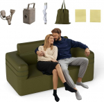 COSTWAY T&auml;ispuhutav diivan, 2 inimese telkimis&otilde;hu diivan koos integreeritud pumba ja hoiukotiga, t&auml;ispuhutav diivan, &otilde;hu diivan sise- ja v&auml;litingimustes kasutamiseks