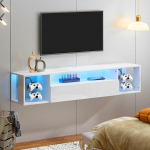 soges seinam&ouml;&ouml;bel, elutoa m&ouml;&ouml;bel, TV m&ouml;&ouml;bel rippuv meelelahutuskeskus LED-valgustitega, 140 cm, TV seinapink, kaablijuhtimisega, valge