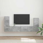 TV Schrank,TV-Schrankset 4 pcs Beton Grau Holzwerkstoff,TV Board H&auml;ngend Schrank Fernsehschrank TV Bank Wohnzimmer M&ouml;bel Modern Wandschrank f&uuml;r Wohnzimmer Schlafzimmer