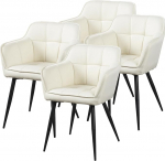 [en.casa] Birminghami s&ouml;&ouml;gitoa toolid 4 k&auml;etoega kontoritoolide komplekt Polsterdatud tool seljatoega beež metalljalgadega 81 x 57 x 53 cm