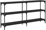 Konsolentisch mit 2 offene Ablagen, Metallrahmen, Schmal Flurtisch Eingangstisch Sofatisch f&uuml;r Wohnzimmer Foyer Eingang, Schwarz Eichen-Optik 150 x 29 x 75 cm
