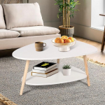 OHMG kohvilaud Kahekordne puidust ovaalne valge k&uuml;ljelaud m&auml;nni jalaga elutuppa ja korterisse Kaasaegne elutoa laud elutuba kontor multifunktsionaalne