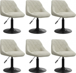 vidaXL 6 x s&ouml;&ouml;gitoa toolid, p&ouml;&ouml;rlev k&otilde;rguse reguleeritav k&ouml;&ouml;gitool, polsterdatud tool, lamamistool, elutoa toolid, kreemjas sametist