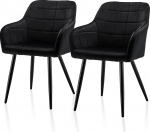 TUKAILAI Sametist s&ouml;&ouml;gitoolide komplekt k&auml;etoe ja seljatoega, k&ouml;&ouml;gitool, polsterdatud tool, elutoa tool, polsterdatud tool, polsterdatud iste, metallist jalad, k&auml;etugi, tugitool (Velvet x 2).