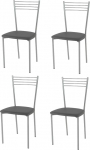 Tommychairs - 4 ELENA moodsa tooli komplekt k&ouml;&ouml;gi ja s&ouml;&ouml;gitoa jaoks, alumiiniumist v&auml;rvitud terasest valmistatud tugev raam, tumehall kunstnahaga polsterdatud iste.