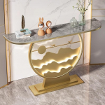 Generisch LED konsoollaud koos panipaigaga - kaasaegne esiku- ja elutoa laud, kuldsed aktsendid, 100 cm, stiilne valgustusega esiku laud