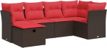 6-osaline aia diivanikomplekt koos padjaga Brown Poly Rattan Garden Lounge Model3325290