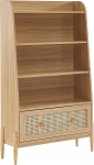 BA&Iuml;TA Pablo Children's Shelving Unit Oak Effect and Rattan Weave Height 140 cm Beech Wood