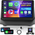 4G & 64G 9-tolline autoraadio Ford Fiesta 2009-2014 jaoks koos Carplay Android Car Wireless, 1280 x 720, Android 13, puuteekraaniga Bluetooth RDS/FM raadio, WiFi Navi/AHD tagurduskaamera