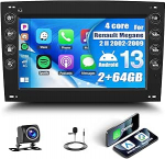2G + 64G Android autoradio Renault Megane 2 II 2002-2009 juhtmeta CarPlay Android auto, 7-tolline puuteekraaniga navigatsioon GPS WiFi EQ Mirror Link FM/RDS Bluetooth roolijuhtimine +