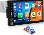SIXTOP traadita 1 DIN Carplay & Android autoraadio, 7-tolline puuteekraaniga autoraadio Bluetooth Mirror Link EQ FM raadio USB/TF/AUX roolijuhtimispuldiga